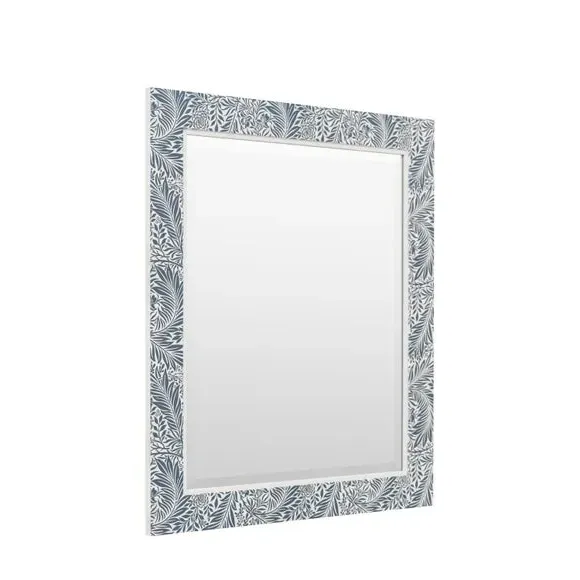 Rectangle Wall Mirror with Floral Frame - Blue
