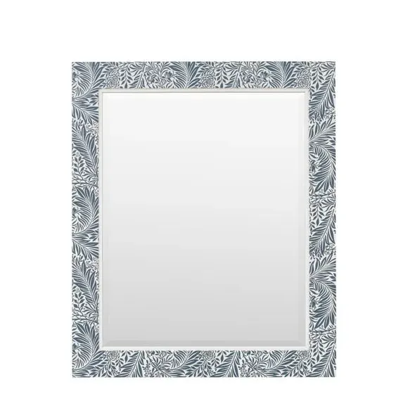 Rectangle Wall Mirror with Floral Frame - Blue