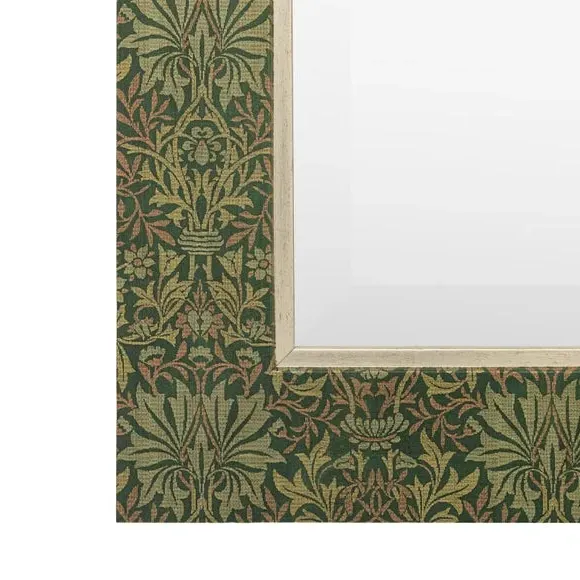 Rectangle Wall Mirror with Floral Frame - Green
