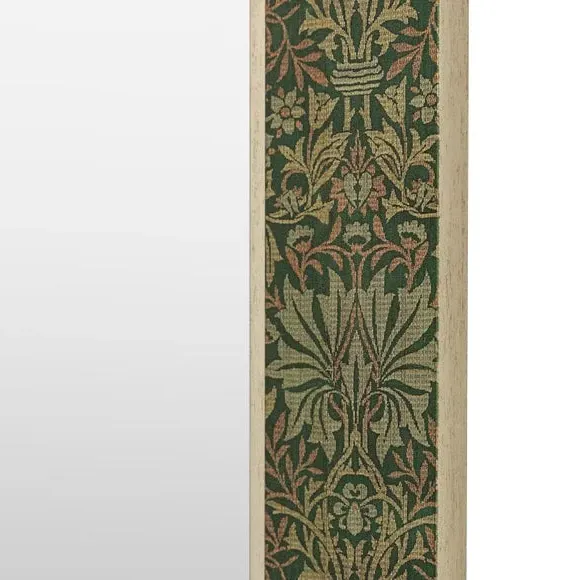Rectangle Wall Mirror with Floral Frame - Green