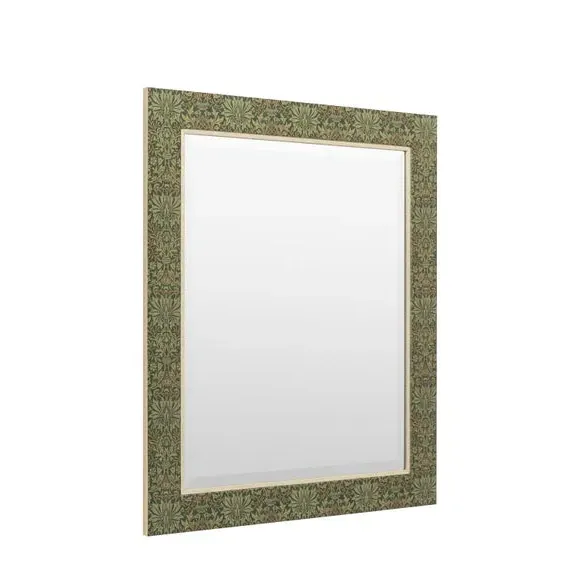 Rectangle Wall Mirror with Floral Frame - Green