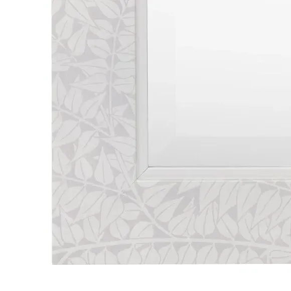 Rectangle Wall Mirror with Floral Frame - Grey