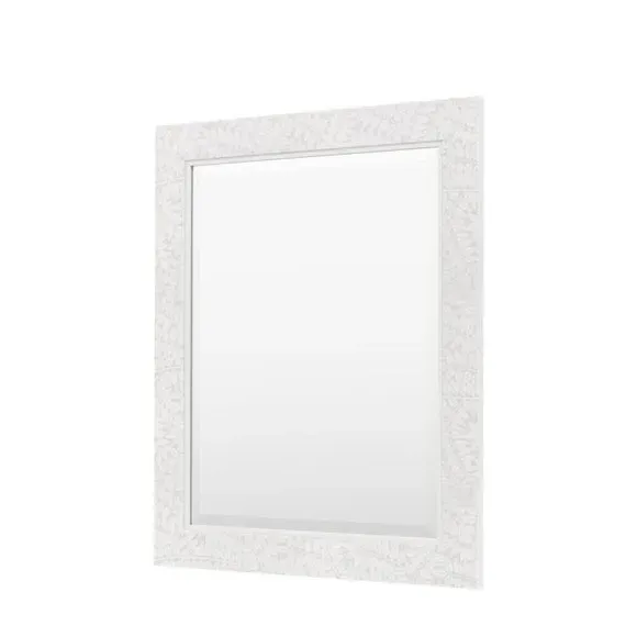 Rectangle Wall Mirror with Floral Frame - Grey