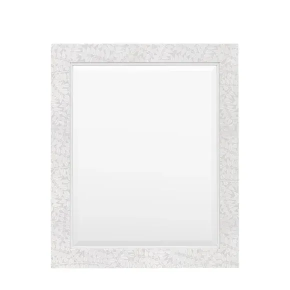 Rectangle Wall Mirror with Floral Frame - Grey