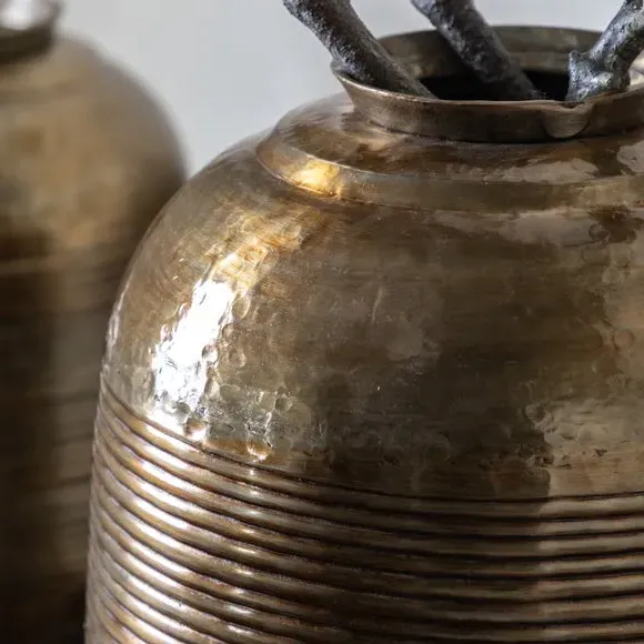 Ribbed Metal Vase - Bronze