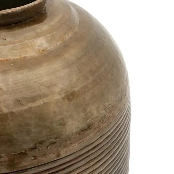 Ribbed Metal Vase - Bronze