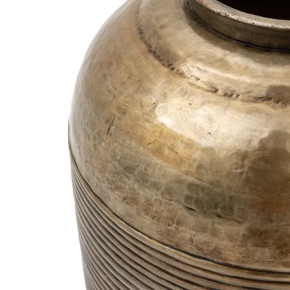 Ribbed Metal Vase - Bronze