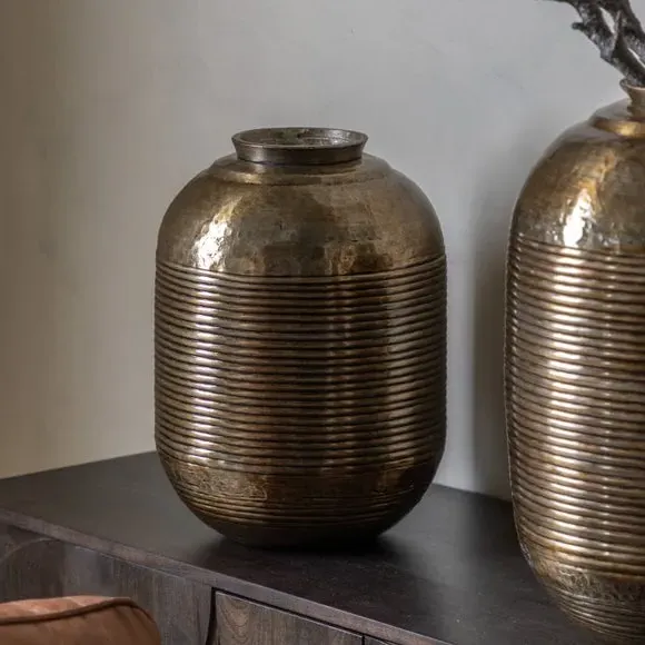Ribbed Metal Vase - Bronze image