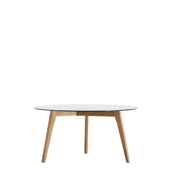 Round Coffee Table - Light Wood, Glass