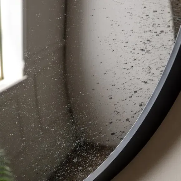 Round Convex Wall Mirror - Black