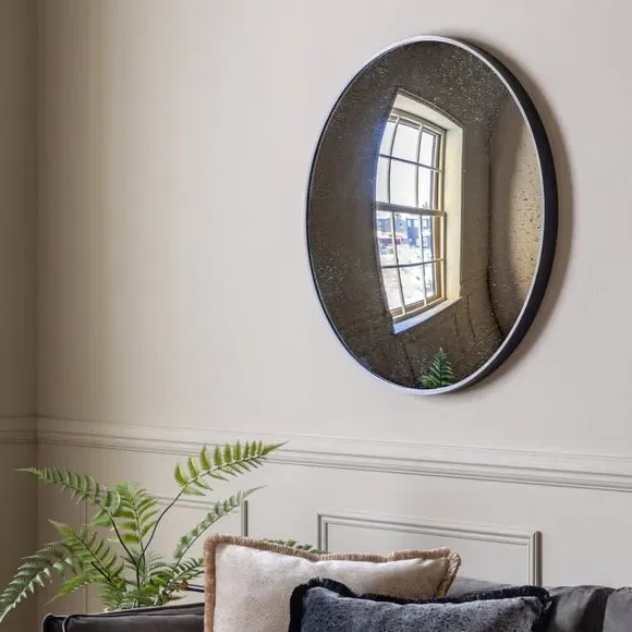 Round Convex Wall Mirror - Black image