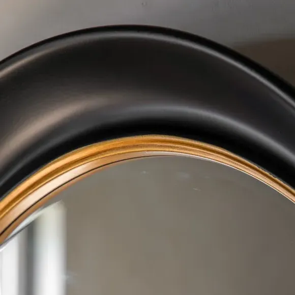 Round Convex Wall Mirror - Black/Gold Frame