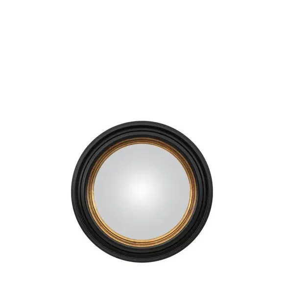 Round Convex Wall Mirror - Black/Gold Frame