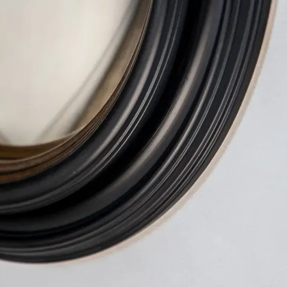 Round Convex Wall Mirror - Black/Gold Frame