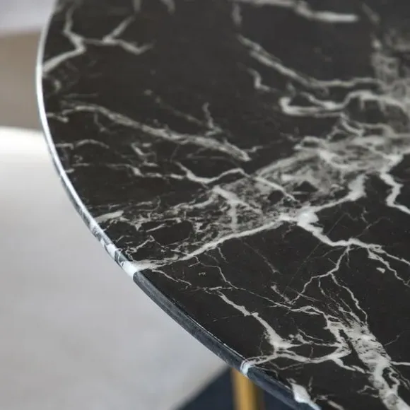 Round Dining Table - Black Marble, Glass