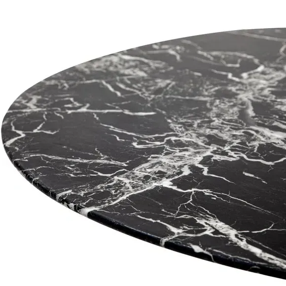 Round Dining Table - Black Marble, Glass
