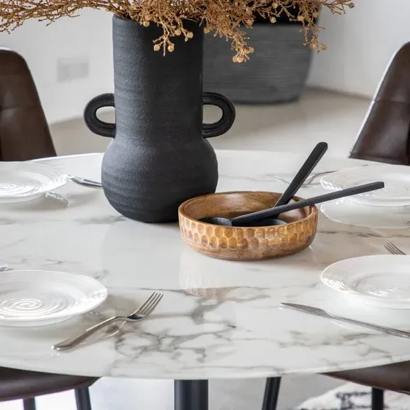Round Dining Table - White Marble, Glass