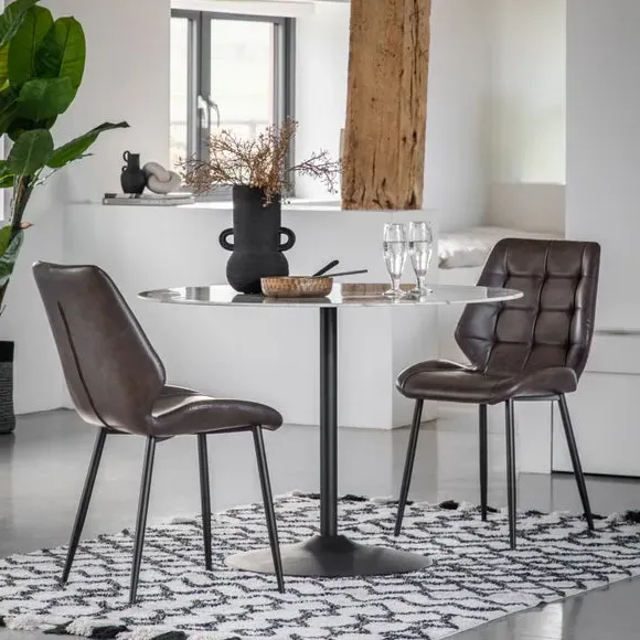 Round Dining Table - White Marble, Glass image