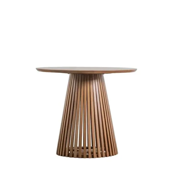 Round Dining Table with Slats - Natural, Acacia