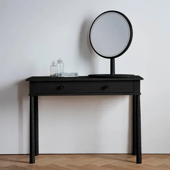Round Dressing Table Mirror - Black, MDF