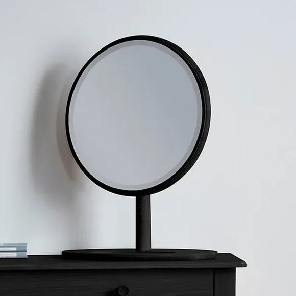 Round Dressing Table Mirror - Black, MDF image