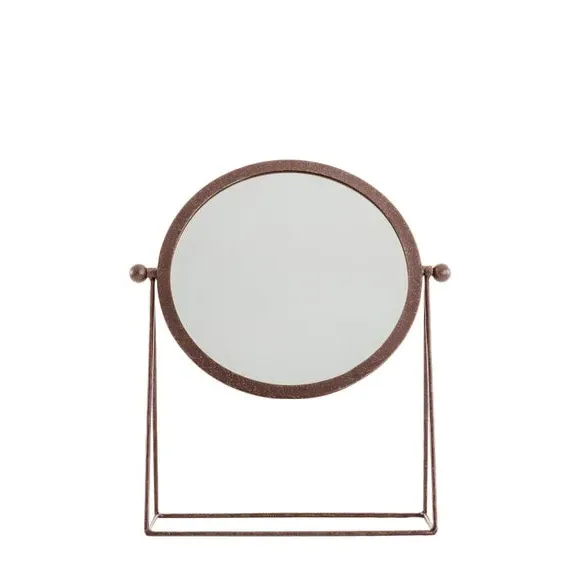 Round Dressing Table Mirror - Brown, Copper