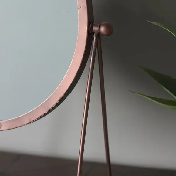 Round Dressing Table Mirror - Brown, Copper