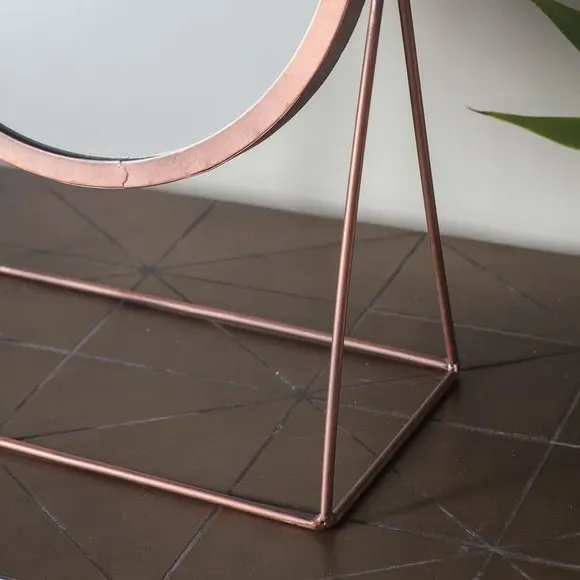 Round Dressing Table Mirror - Brown, Copper