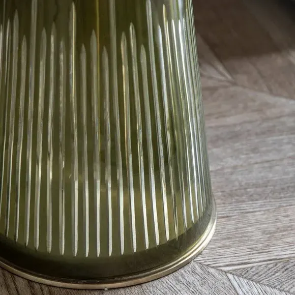 Round Side Table with Glass Base - Gold, Marble