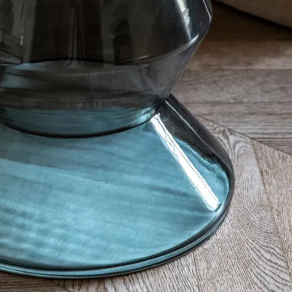 Round Side Table with Marble Top - Clear, Glass