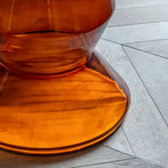 Round Side Table with Marble Top - Orange, Glass