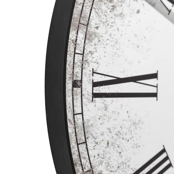 Round Wall Clock with Roman Numerals - Black