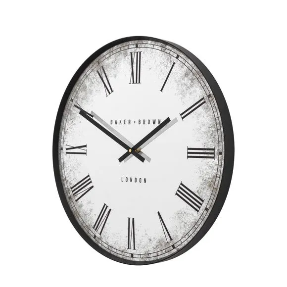 Round Wall Clock with Roman Numerals - Black