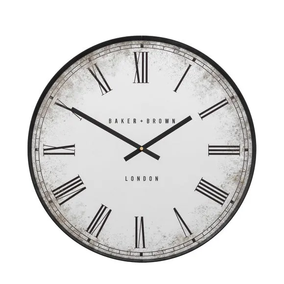 Round Wall Clock with Roman Numerals - Black image