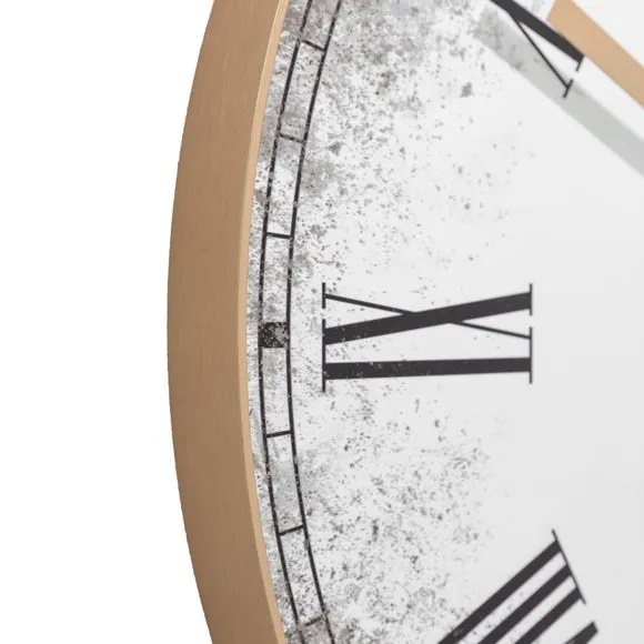 Round Wall Clock with Roman Numerals - Gold