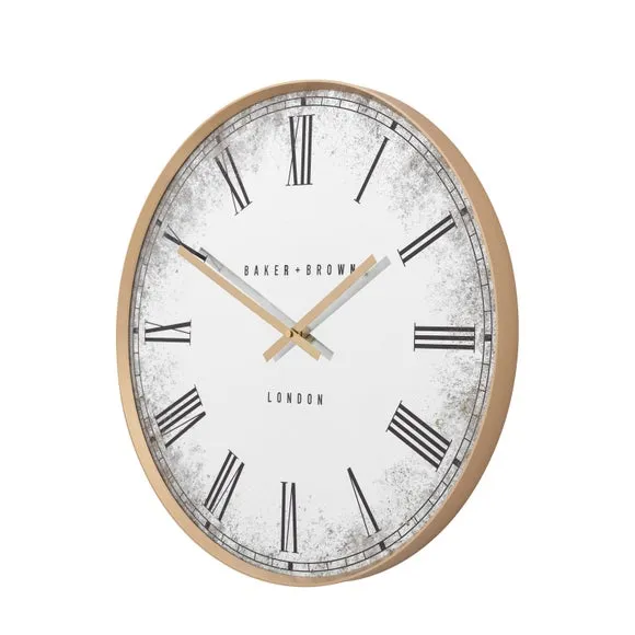 Round Wall Clock with Roman Numerals - Gold