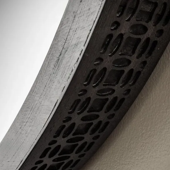 Round Wall Mirror - Black, Mixed Timber