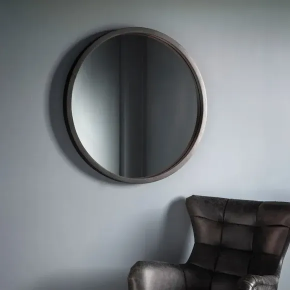 Round Wall Mirror - Black, Mixed Timber image