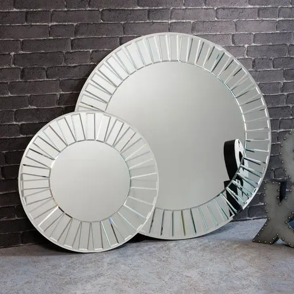 Round Wall Mirror - Clear, Bevelled Glass