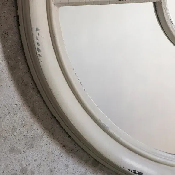 Round Wall Mirror - Cream, Textured Frame