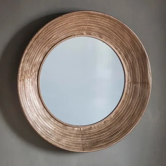 Round Wall Mirror - Gold, Metal
