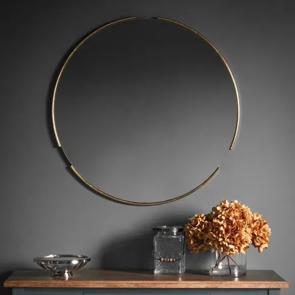 Round Wall Mirror - Gold, Metal image