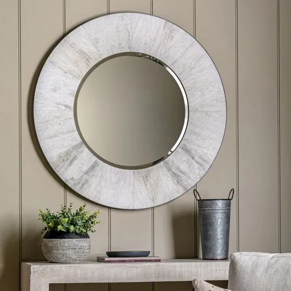 Round Wall Mirror - Light Grey image