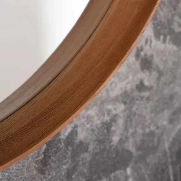 Round Wall Mirror - Natural, Solid Wood