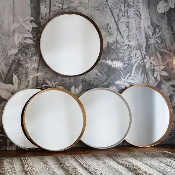 Round Wall Mirror - Natural, Solid Wood