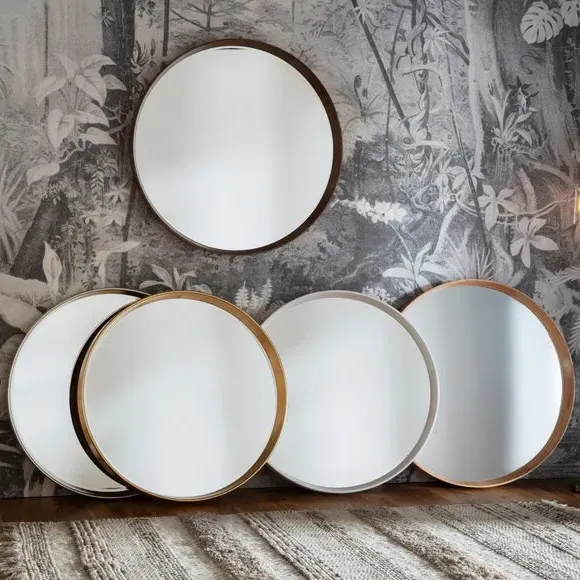 Round Wall Mirror - Natural, Solid Wood