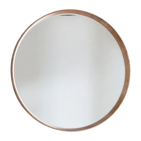 Round Wall Mirror - Natural, Solid Wood