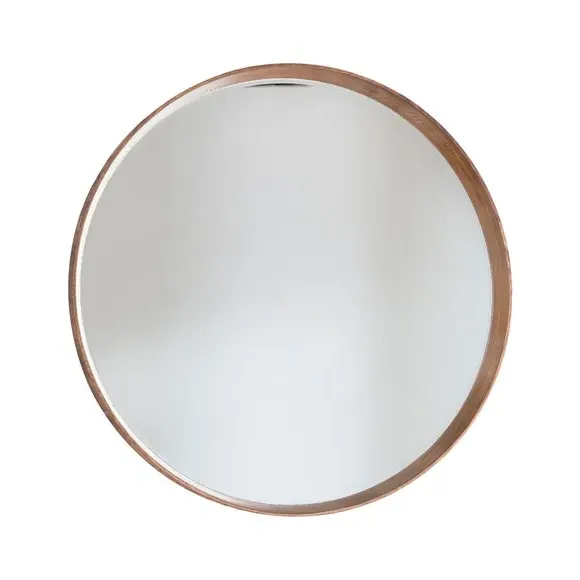 Round Wall Mirror - Natural, Solid Wood