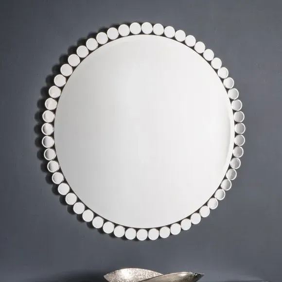 Round Wall Mirror - Silver, Bevelled Glass