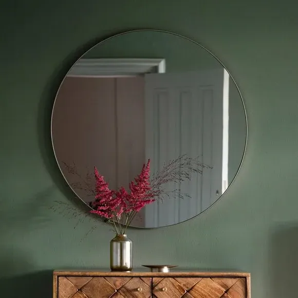 Round Wall Mirror - Silver, Metal Frame image